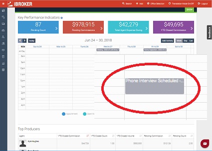 iBroker dashboard to manage recruiting